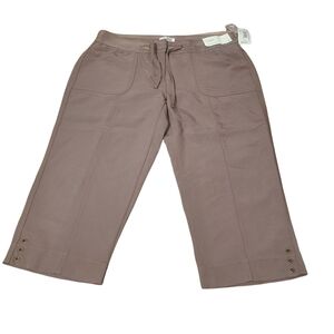 NEW Northern Reflections med brown drawstring waist  wide leg capri pants